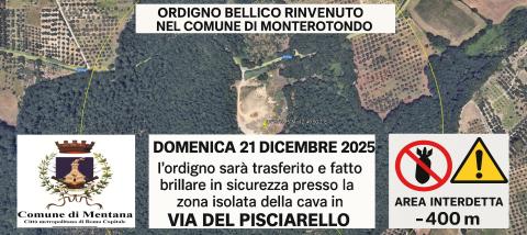 mappa della zona interessata al brillamento ordigno bellico + logo comune