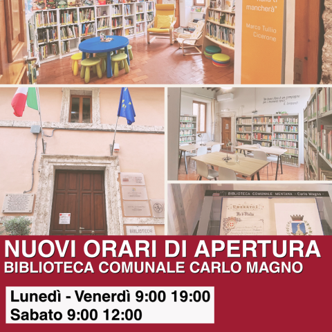 Locandina orari Polo Culturale Mentana