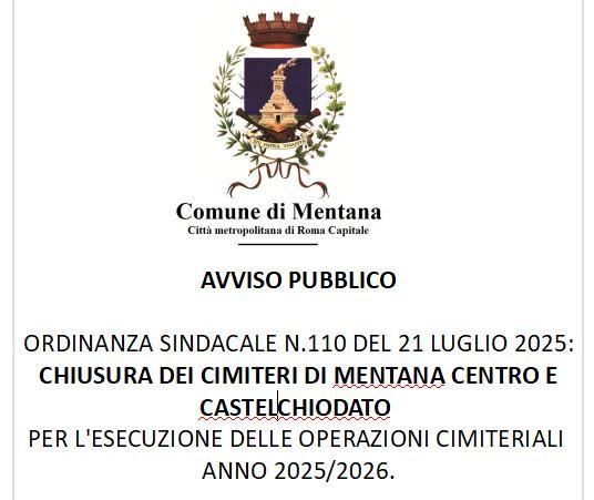 Locandina chiusura cimiteri luglio 2025
